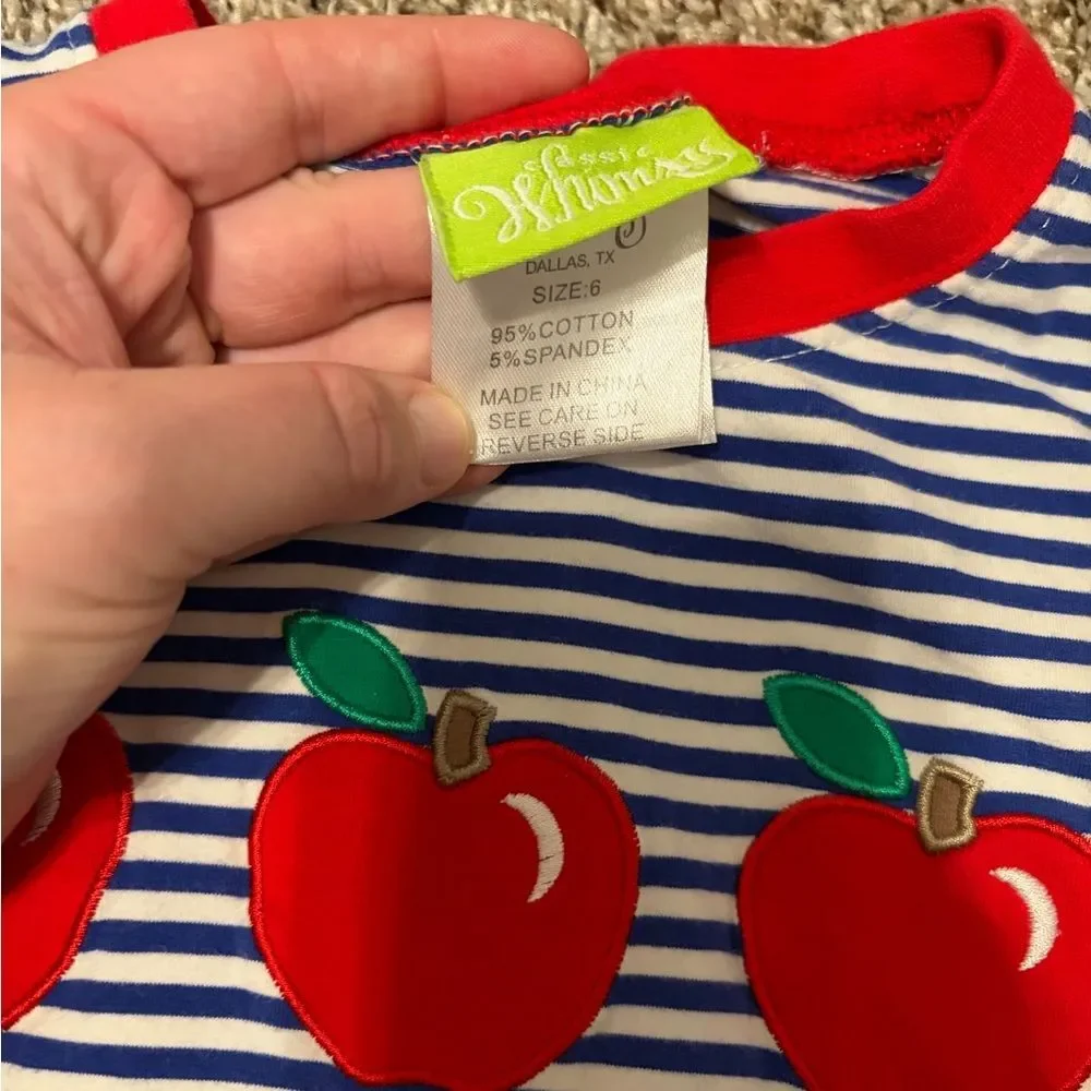Navy Striped Apple Set Classic Whimsy- Size 6